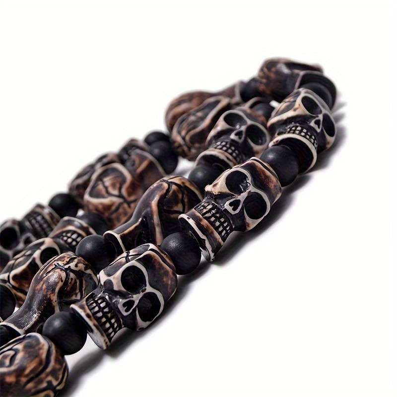 Punk Rock Skull Bead Necklace Halloween Decor 24 x14 x16mm 10mm Beads